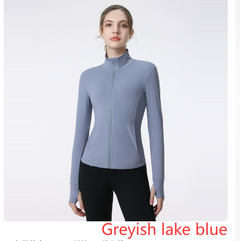 Women's Long Sleeve Zip Sports Jacket – Slim Fit for Yoga, Running & Gym