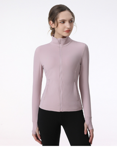 Women's Long Sleeve Zip Sports Jacket – Slim Fit for Yoga, Running & Gym