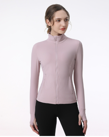 Women's Long Sleeve Zip Sports Jacket – Slim Fit for Yoga, Running & Gym