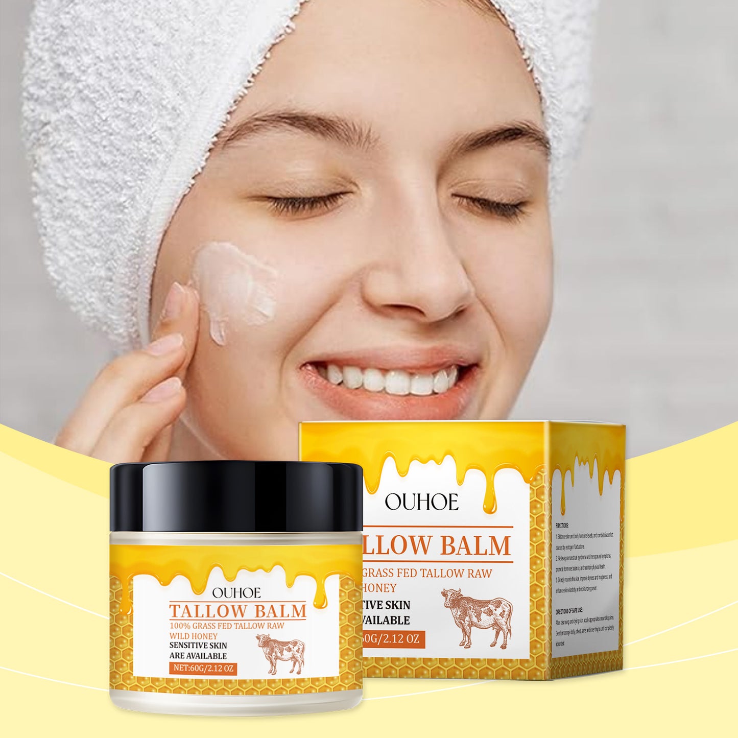 OUHOE Facial Body Tallow Balm Daily Skin Care Moisturizing Moisturizing Skin Soft And Shiny Tallow Balm