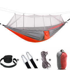 Camping Hammock with Built-In Mosquito Net – Lightweight Nylon, 16 Colors