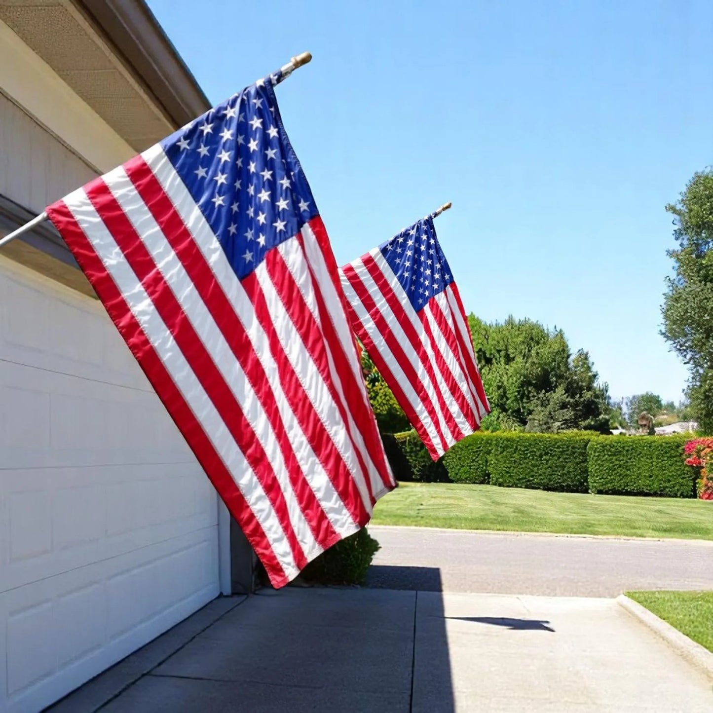 Set of 2 Embroidered Nylon American Flags – Heavy Duty, Fade & Wind Resistant | 3x5 Ft