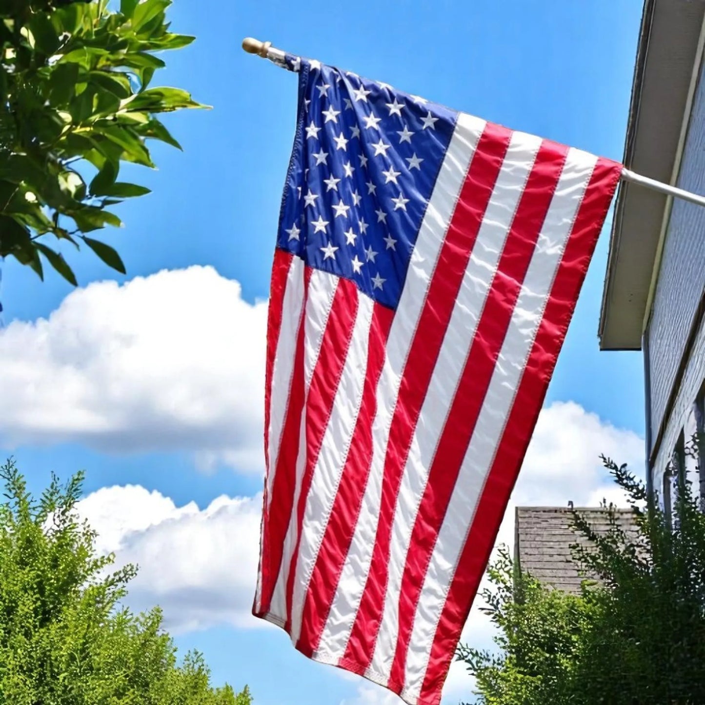 Set of 2 Embroidered Nylon American Flags – Heavy Duty, Fade & Wind Resistant | 3x5 Ft