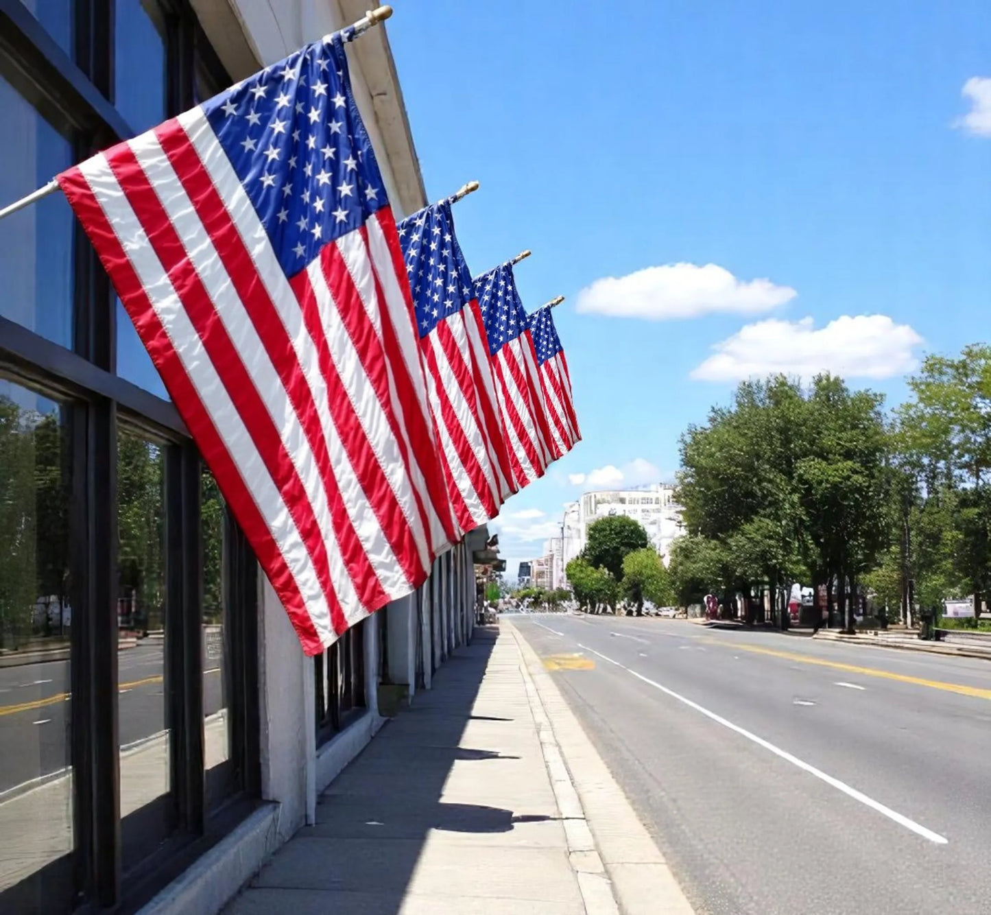 Set of 4 Embroidered Nylon American Flags – Heavy Duty, Fade & Wind Resistant | 3x5 Ft