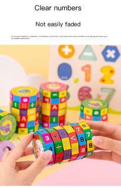 Kids Math Learning Cube – Educational Cylinder Puzzle for Addition, Subtraction & More