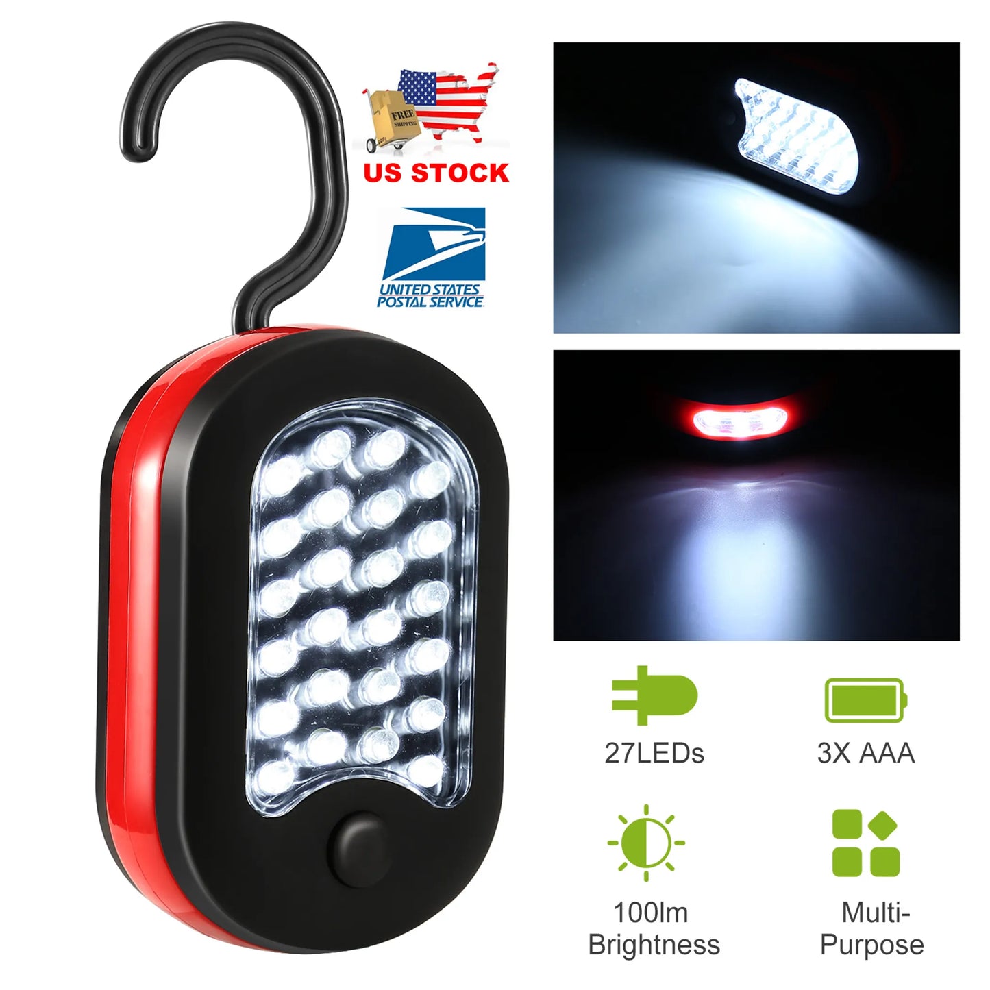 Alpcour Portable LED Camp Light - 27 LED Hanging Work Light