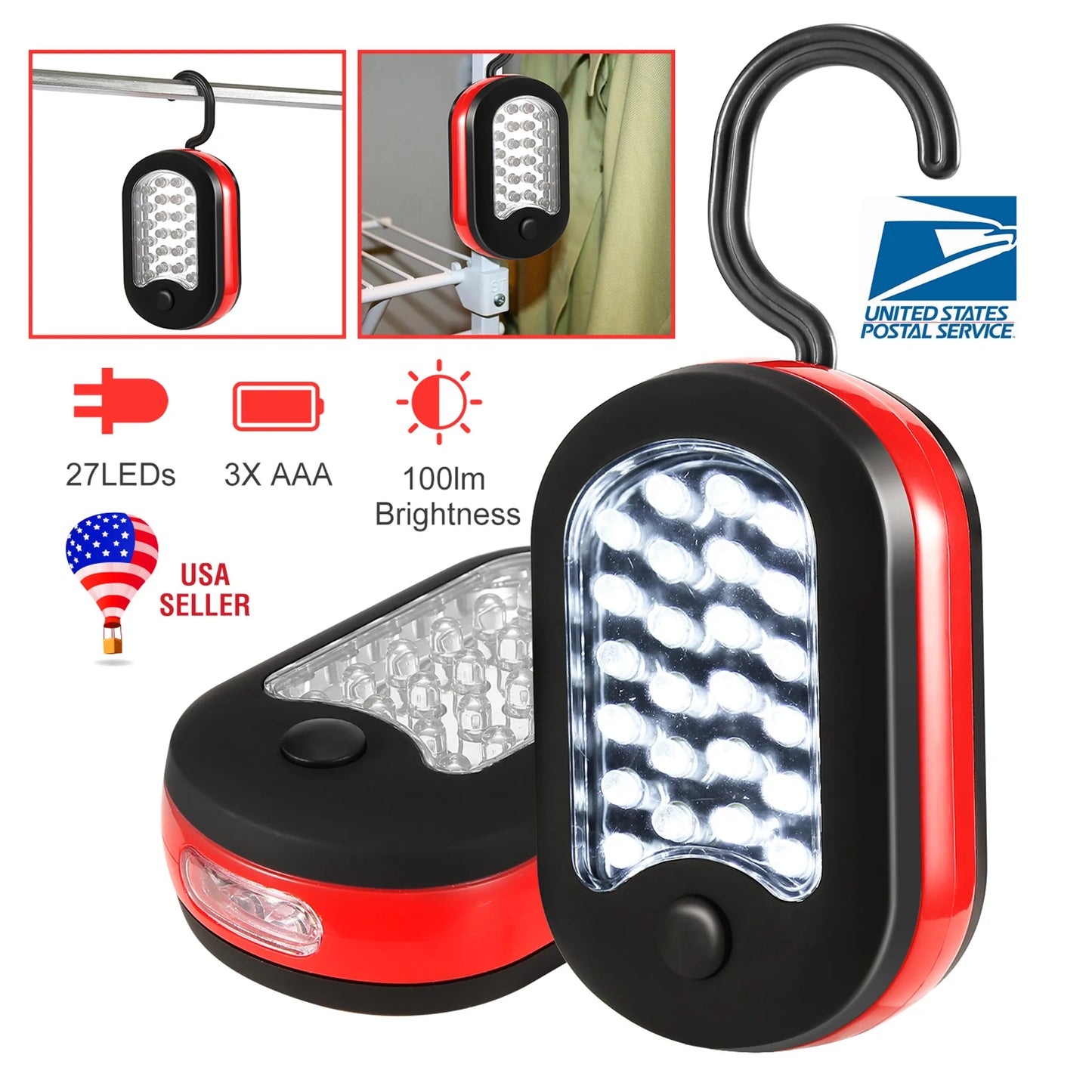 Alpcour Portable LED Camp Light - 27 LED Hanging Work Light
