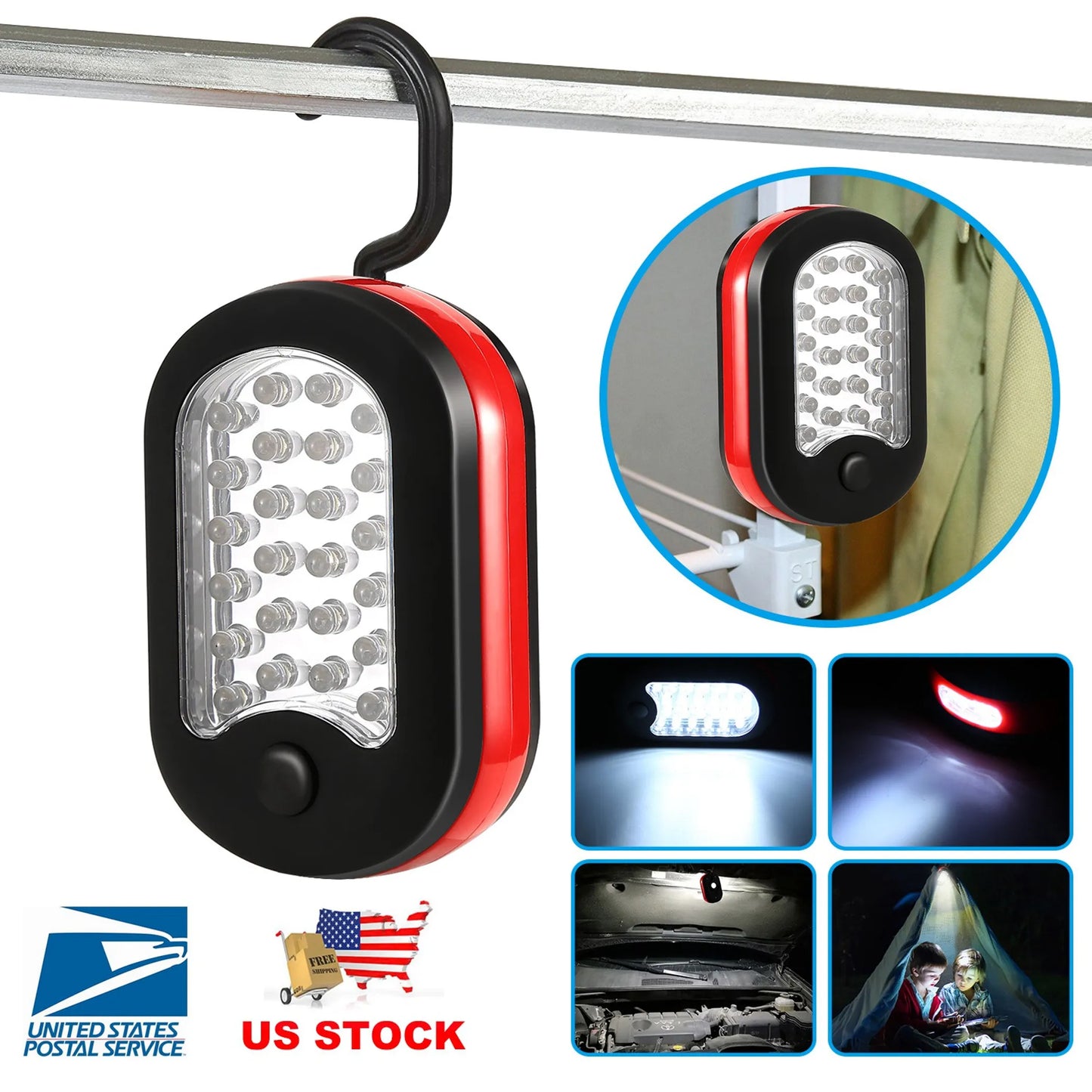 Alpcour Portable LED Camp Light - 27 LED Hanging Work Light