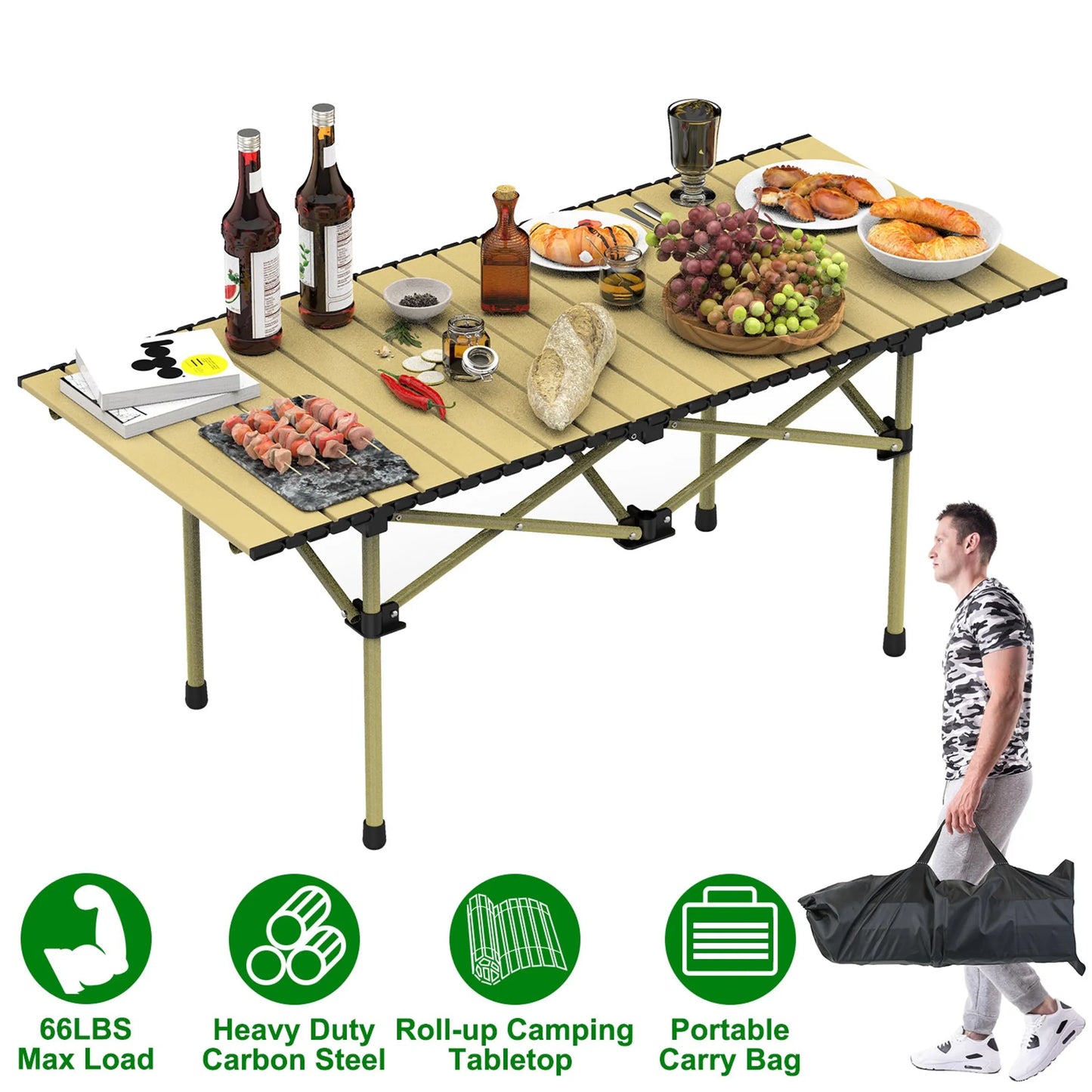 Alpcour Roll-Up Folding Camping Table - Large (120cm)