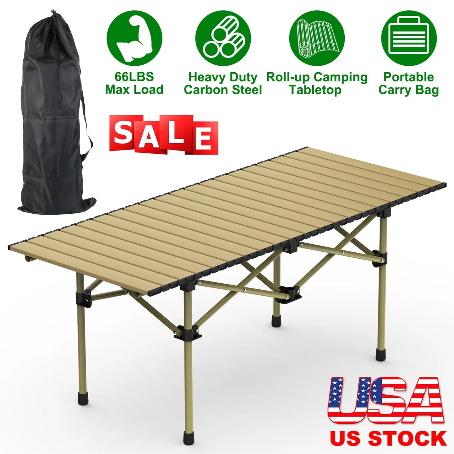 Alpcour Roll-Up Folding Camping Table - Large (120cm)