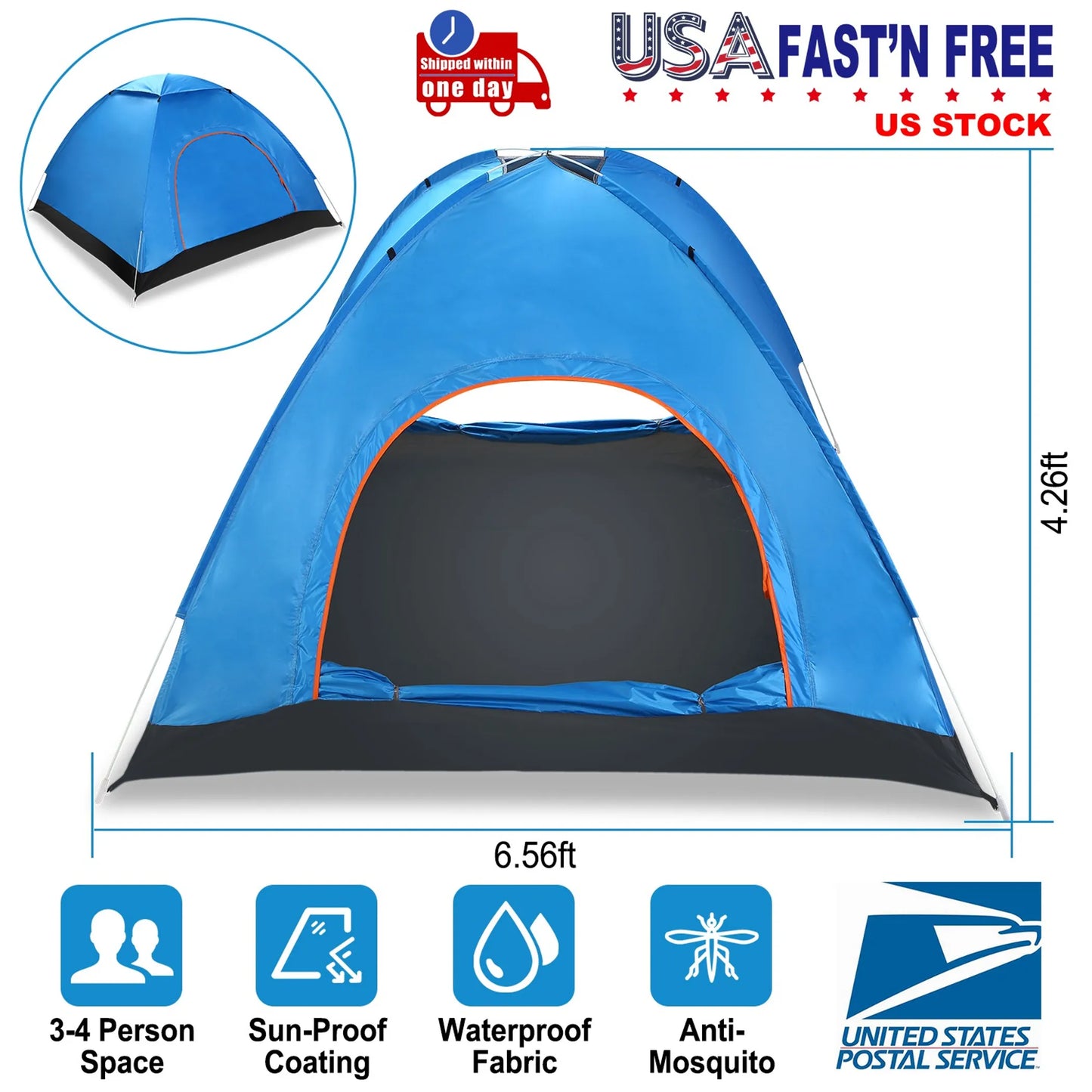 4-Person Pop-Up Camping Tent – Waterproof, Instant Setup | Hiking, Backyard & Family Camping