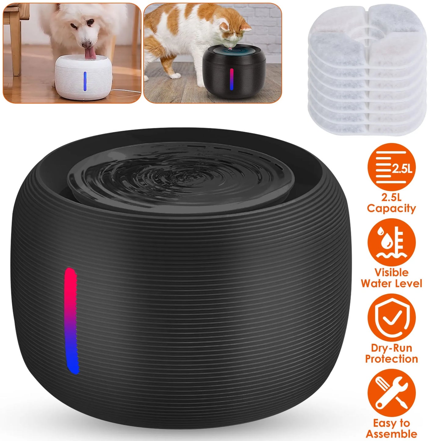 Smart Pet Water Fountain – 2.5L Circulating Filter, Ultra-Quiet Pump | Dogs & Cats