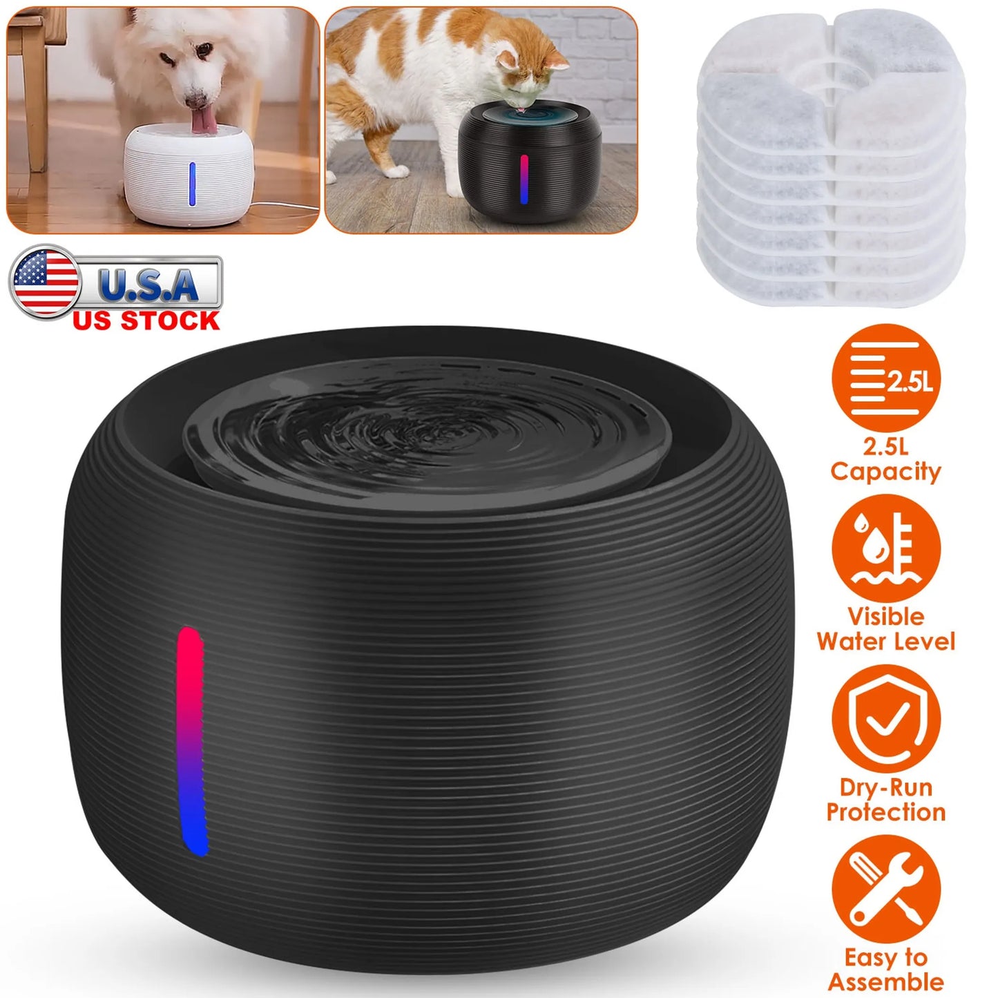 Smart Pet Water Fountain – 2.5L Circulating Filter, Ultra-Quiet Pump | Dogs & Cats