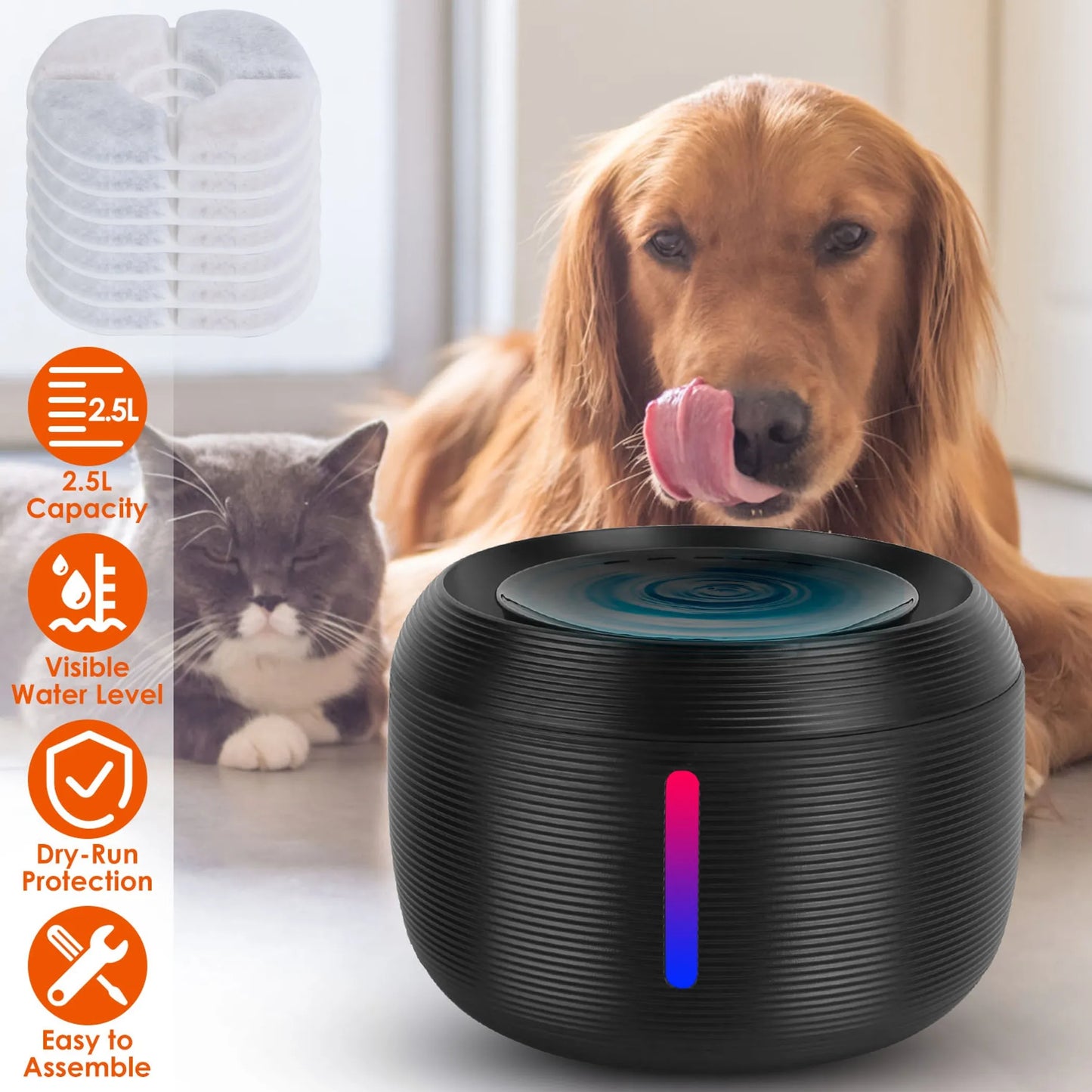 Smart Pet Water Fountain – 2.5L Circulating Filter, Ultra-Quiet Pump | Dogs & Cats
