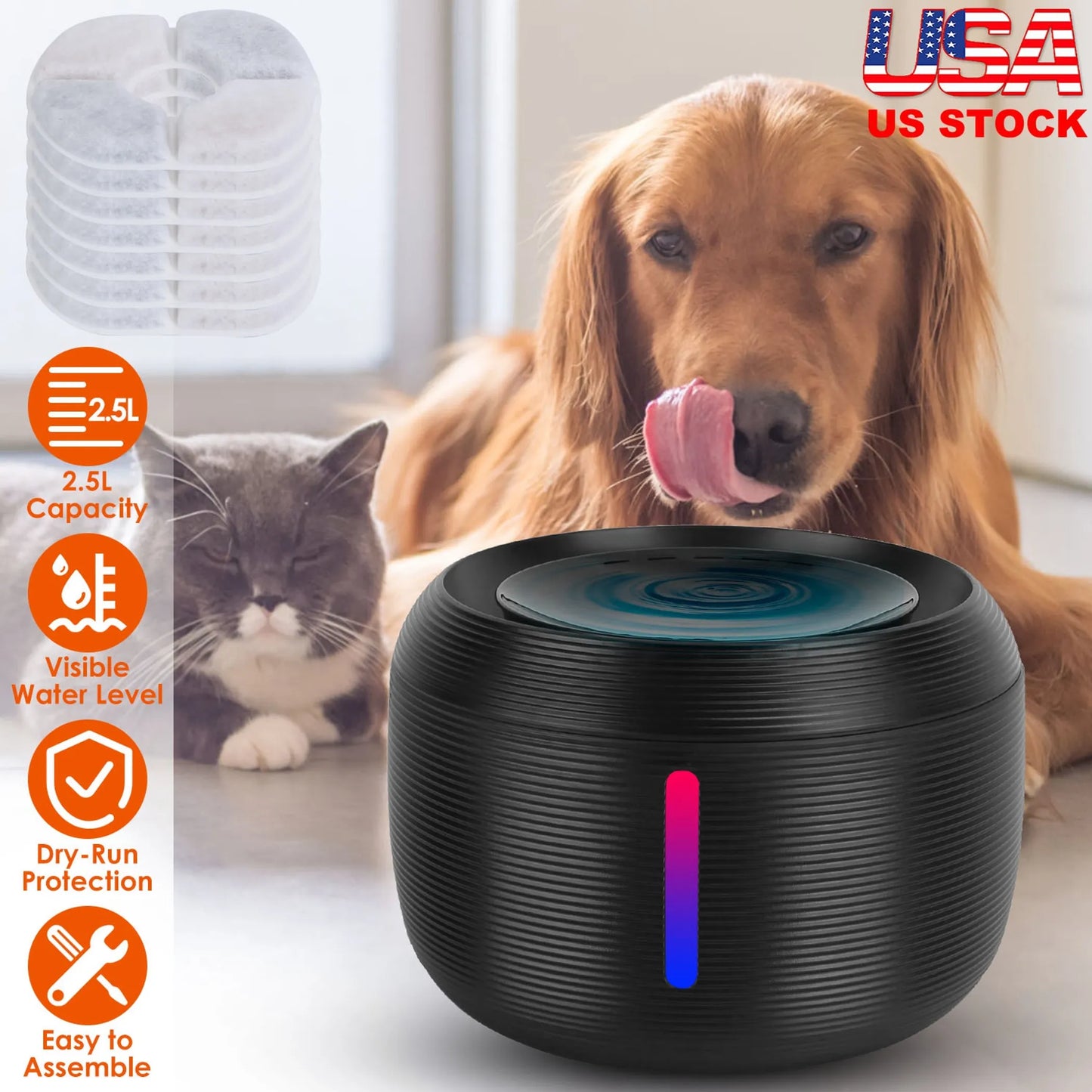 Smart Pet Water Fountain – 2.5L Circulating Filter, Ultra-Quiet Pump | Dogs & Cats