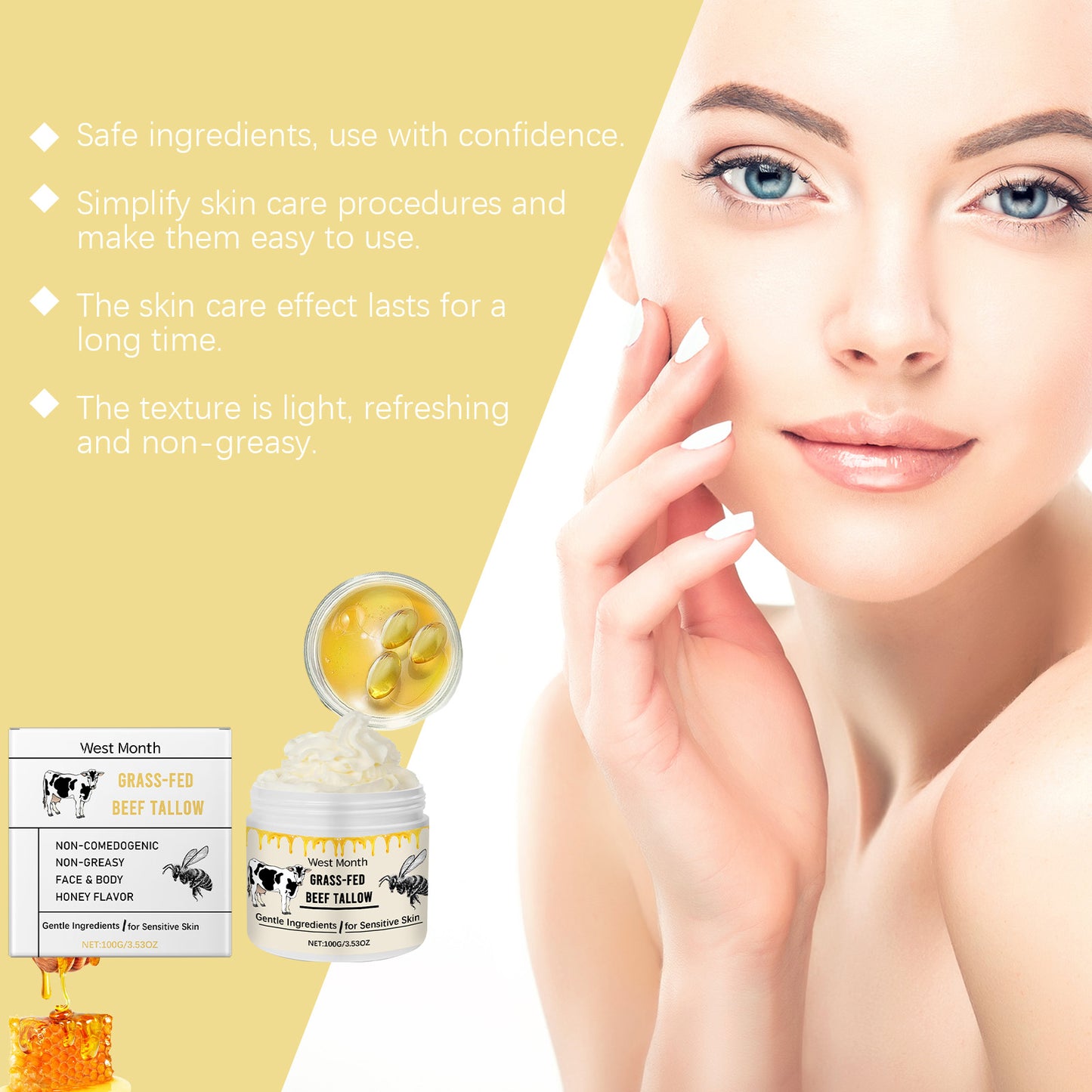 West&Month Tallow Moisturizing Moisturizer Gentle Moisture Lock Moisture All Over Skin Tender Moisturizer