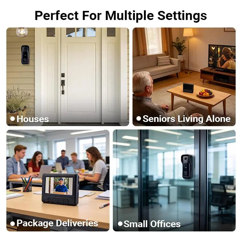 Wireless Video Doorbell Camera with Screen, No Wifi or App Needed, Night Vision, Two-Way Audio, Motion Detection, Battery Powered, Easy Installation, No Subscription, Summervibes, Dealsforyoudays