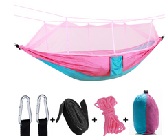 Camping Hammock with Built-In Mosquito Net – Lightweight Nylon, 16 Colors