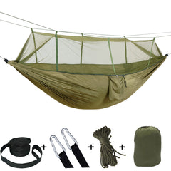 Camping Hammock with Built-In Mosquito Net – Lightweight Nylon, 16 Colors