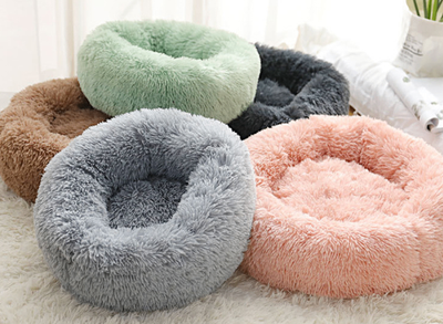 Round Plush Dog Bed – Ultra-Soft Calming Nest for Small Dogs & Puppies