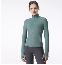 Women's Long Sleeve Zip Sports Jacket – Slim Fit for Yoga, Running & Gym