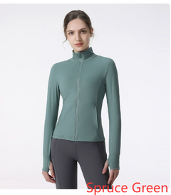 Women's Long Sleeve Zip Sports Jacket – Slim Fit for Yoga, Running & Gym