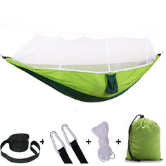 Camping Hammock with Built-In Mosquito Net – Lightweight Nylon, 16 Colors