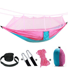 Camping Hammock with Built-In Mosquito Net – Lightweight Nylon, 16 Colors