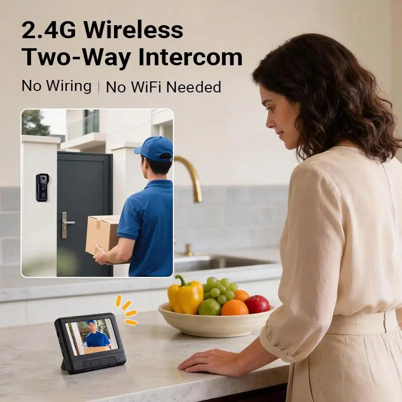 Wireless Video Doorbell Camera with Screen, No Wifi or App Needed, Night Vision, Two-Way Audio, Motion Detection, Battery Powered, Easy Installation, No Subscription, Summervibes, Dealsforyoudays