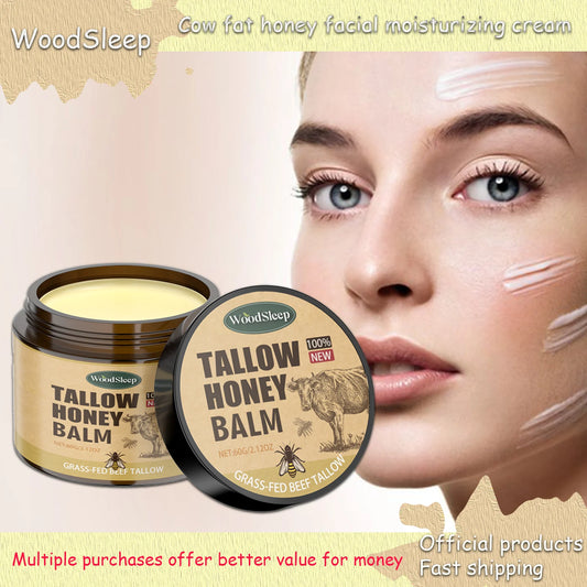 WoodSleep Beef Tallow Honey Face Moisturizer 60g - Intense Hydration & Winter Skincare