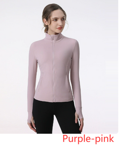 Women's Long Sleeve Zip Sports Jacket – Slim Fit for Yoga, Running & Gym