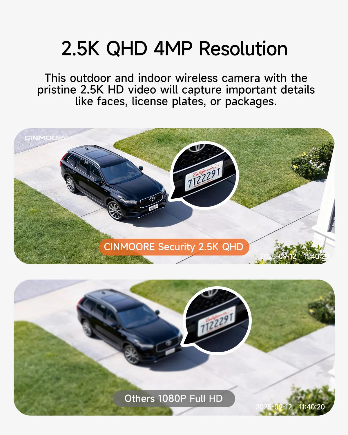 【2026 Big SALES】CINMOORE Outdoor/Indoor Magnetic Wireless Camera 2.5K Free Install Smart Garage 2.4G Wifi Security Camera – HD Video, Night Vision, Motion Detection, Magnetic, Wi-Fi, Two-Way Audio, Smartphone Control Lens
