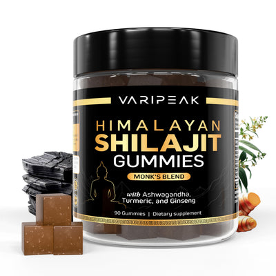4-in-1 Himalayan Shilajit Gummies – Ashwagandha, Turmeric & Ginseng | 90 Count